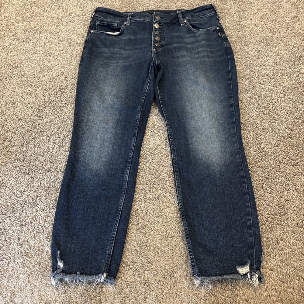 Silver Suki Skinny Crop Stretch Jeans Womens Size 33x26 Blue Farm Cowgirl  Y2K
